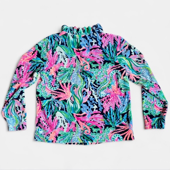 Lilly Pulitzer Girls Bringing Mermaid Back Velour Zip Jacket Resort Top XL 12 - Picture 3 of 6